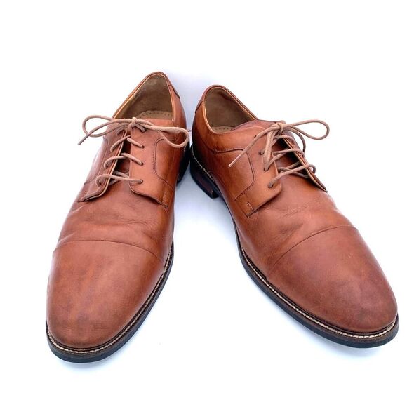 Cole Haan Size 12 Warren Cap Toe Derby British Tan Leather Style C20153 - Picture 1 of 15